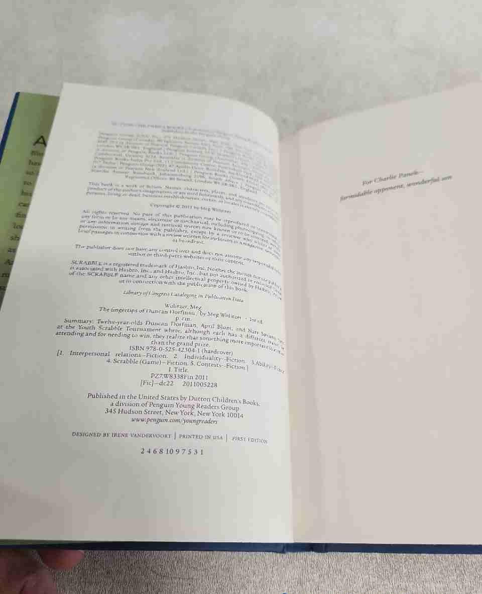 Signed The Fingertips of Duncan Dorfman by Meg Wolitzer Hardcover Book