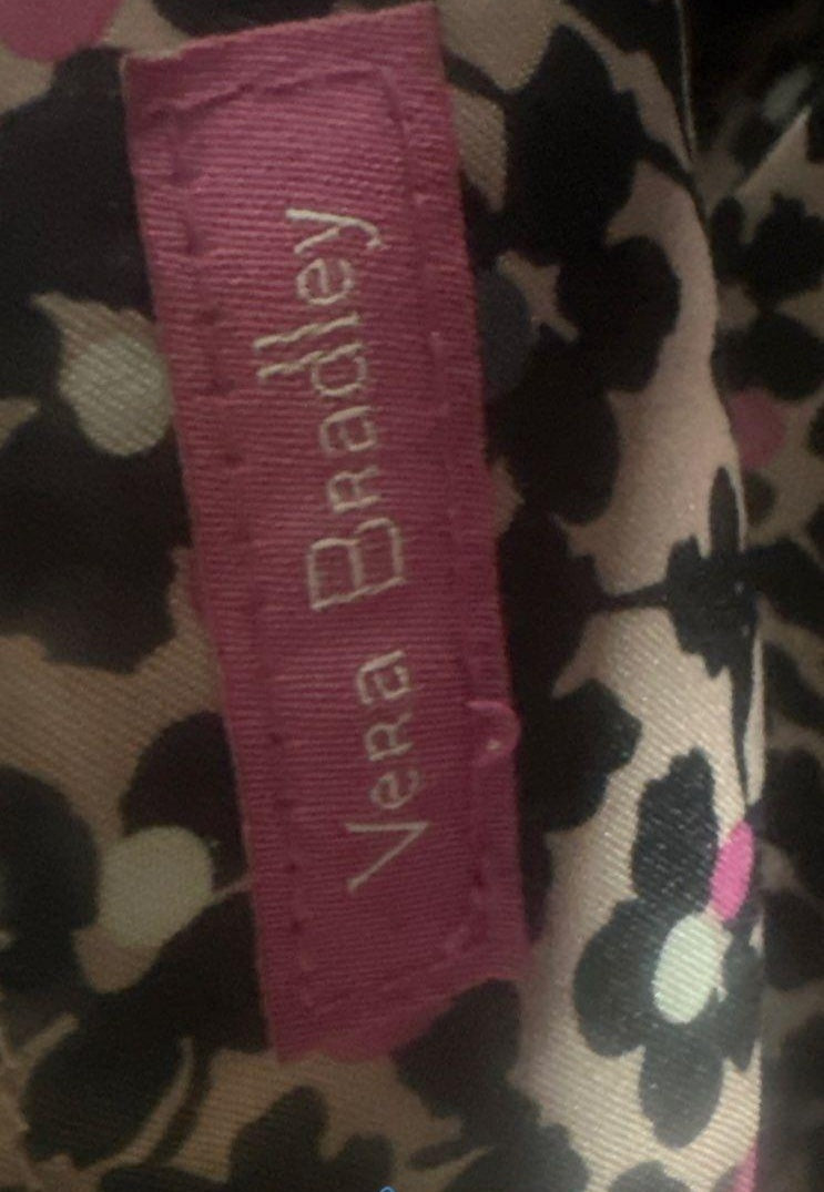Vera Bradley Rose Gold Large Tote Bag Pink & Black Flower Lining