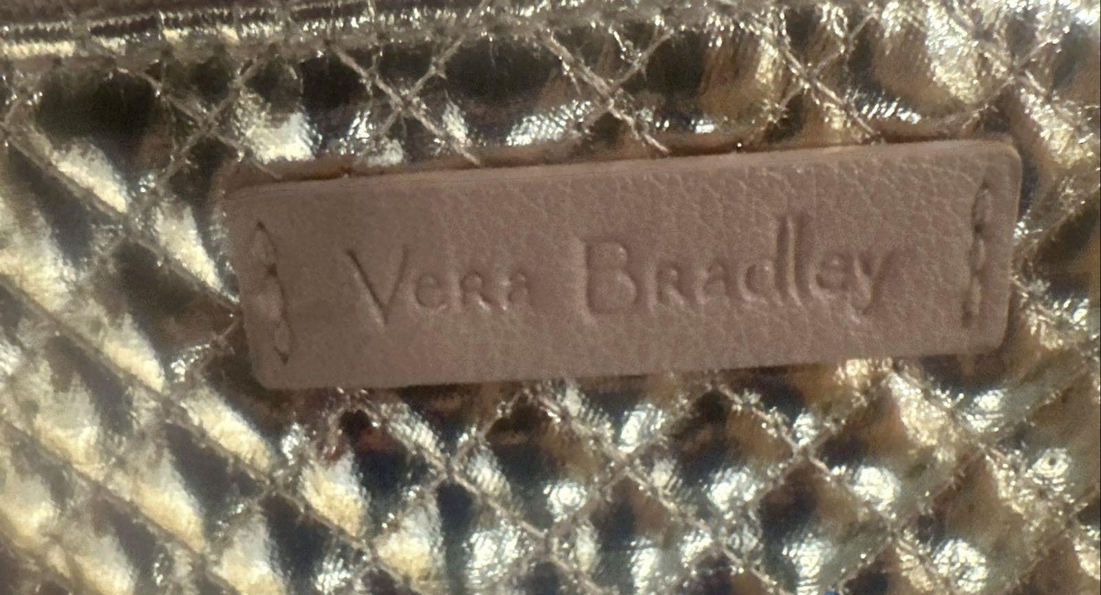 Vera Bradley Rose Gold Large Tote Bag Pink & Black Flower Lining