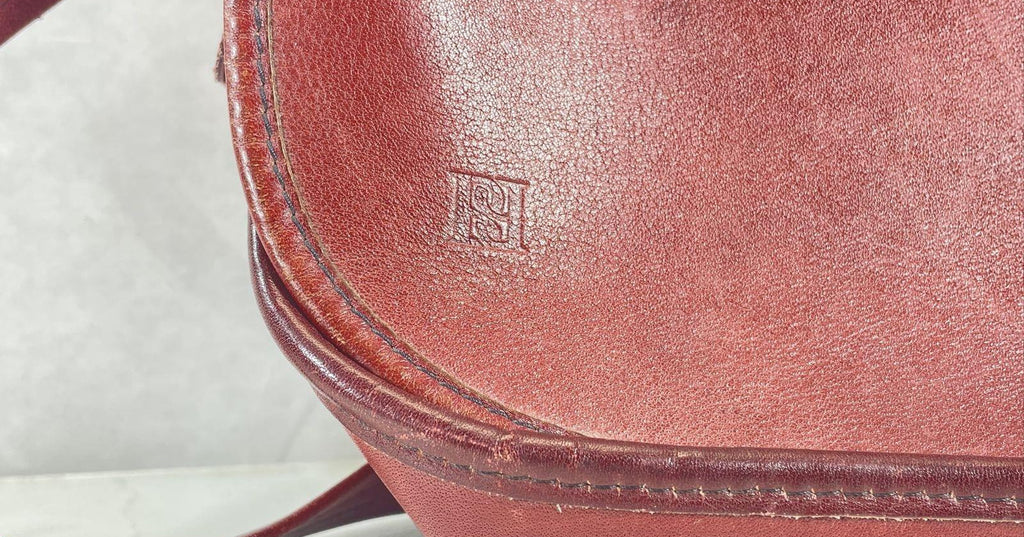 Vintage Borelli Maroon Leather Crossbody Shoulder Handbag Purse Pocketbook