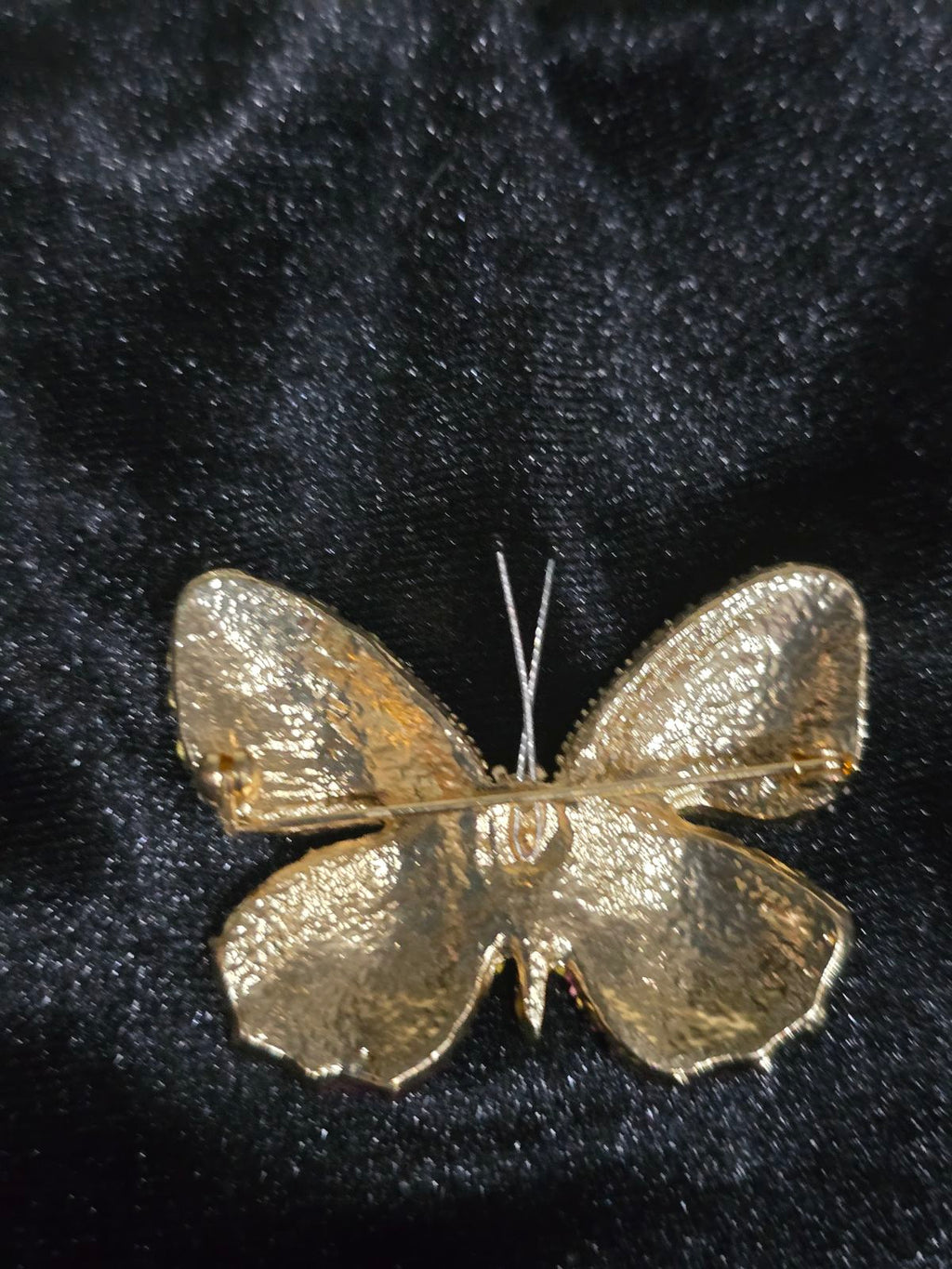 Multicolor Pave Butterfly Brooch Rhinestone Gold-Tone Statement Figural Pin