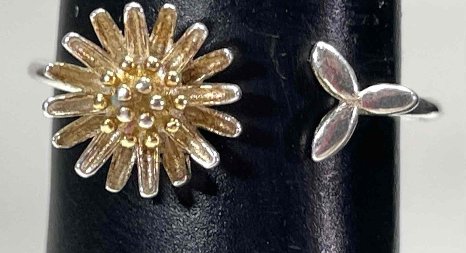 925 Silver Sunflower Ring Size 7.5