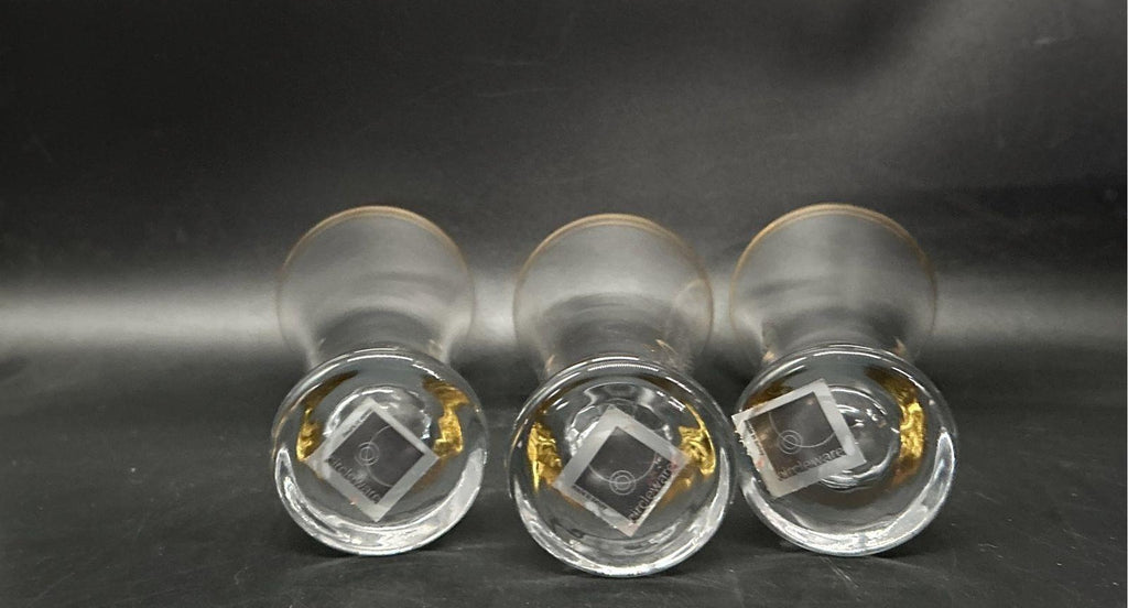 Circleware Parisian Pilsner Glasses Set of 6 Gold Rim 12 oz with Box