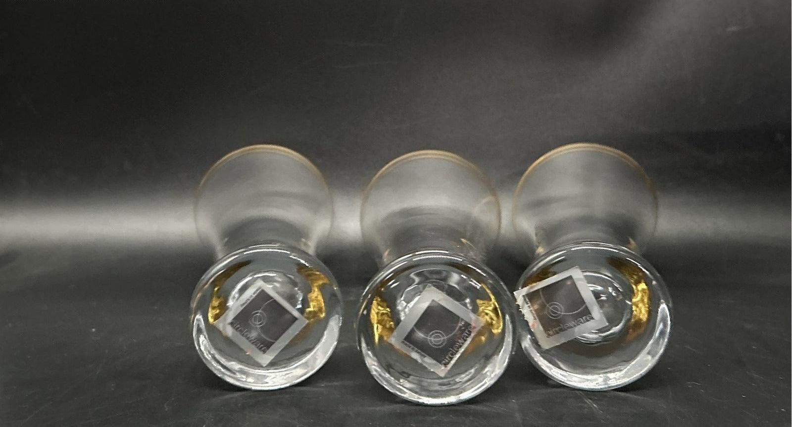 Circleware Parisian Pilsner Glasses Set of 6 Gold Rim 12 oz with Box