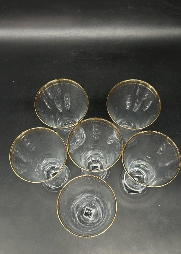 Circleware Parisian Pilsner Glasses Set of 6 Gold Rim 12 oz with Box