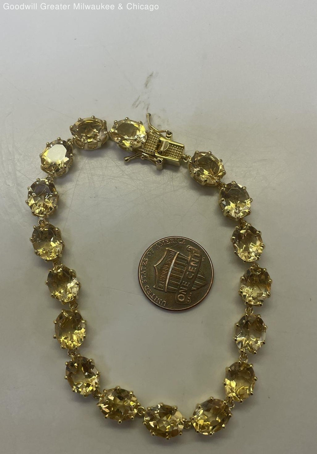Gold Tone Citrine Tennis Bracelet