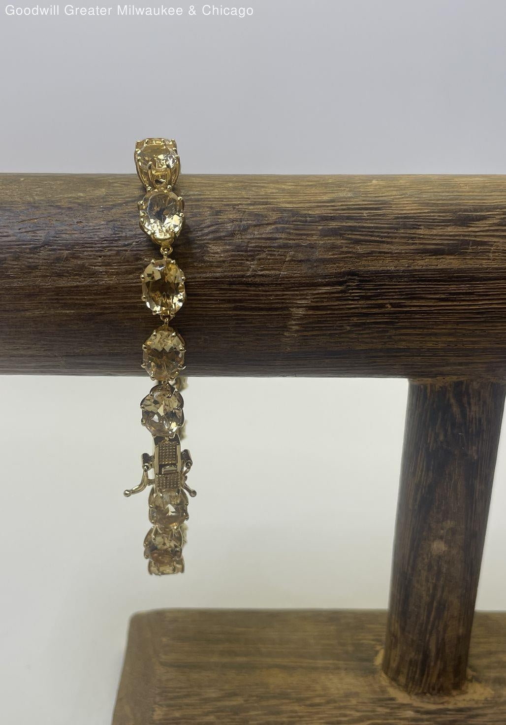 Gold Tone Citrine Tennis Bracelet