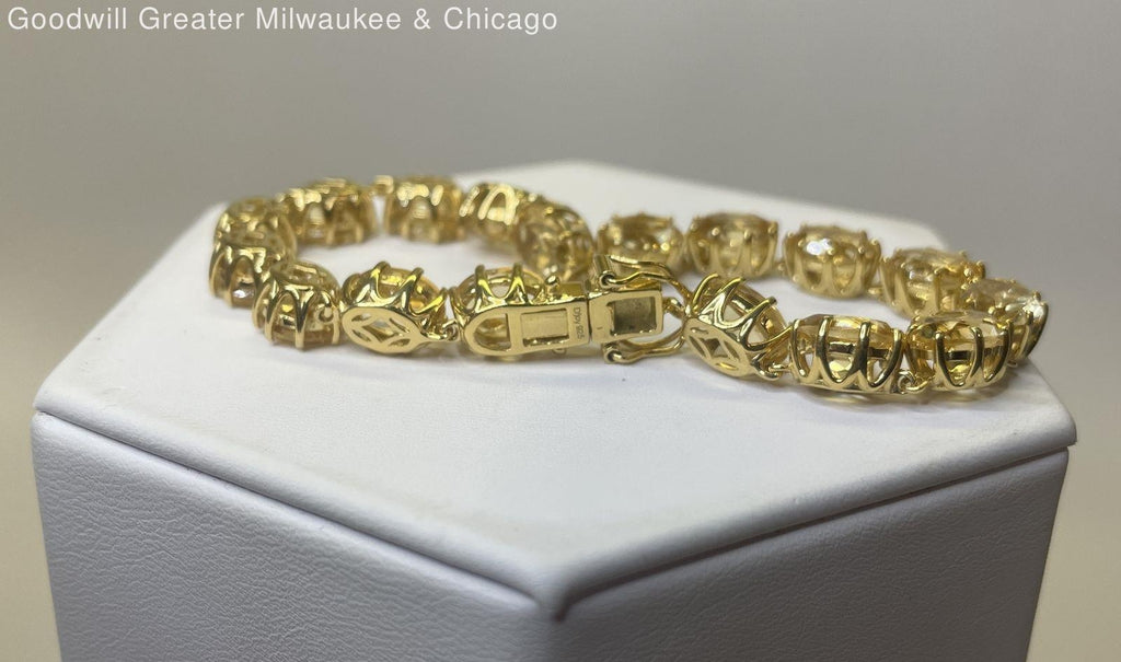 Gold Tone Citrine Tennis Bracelet