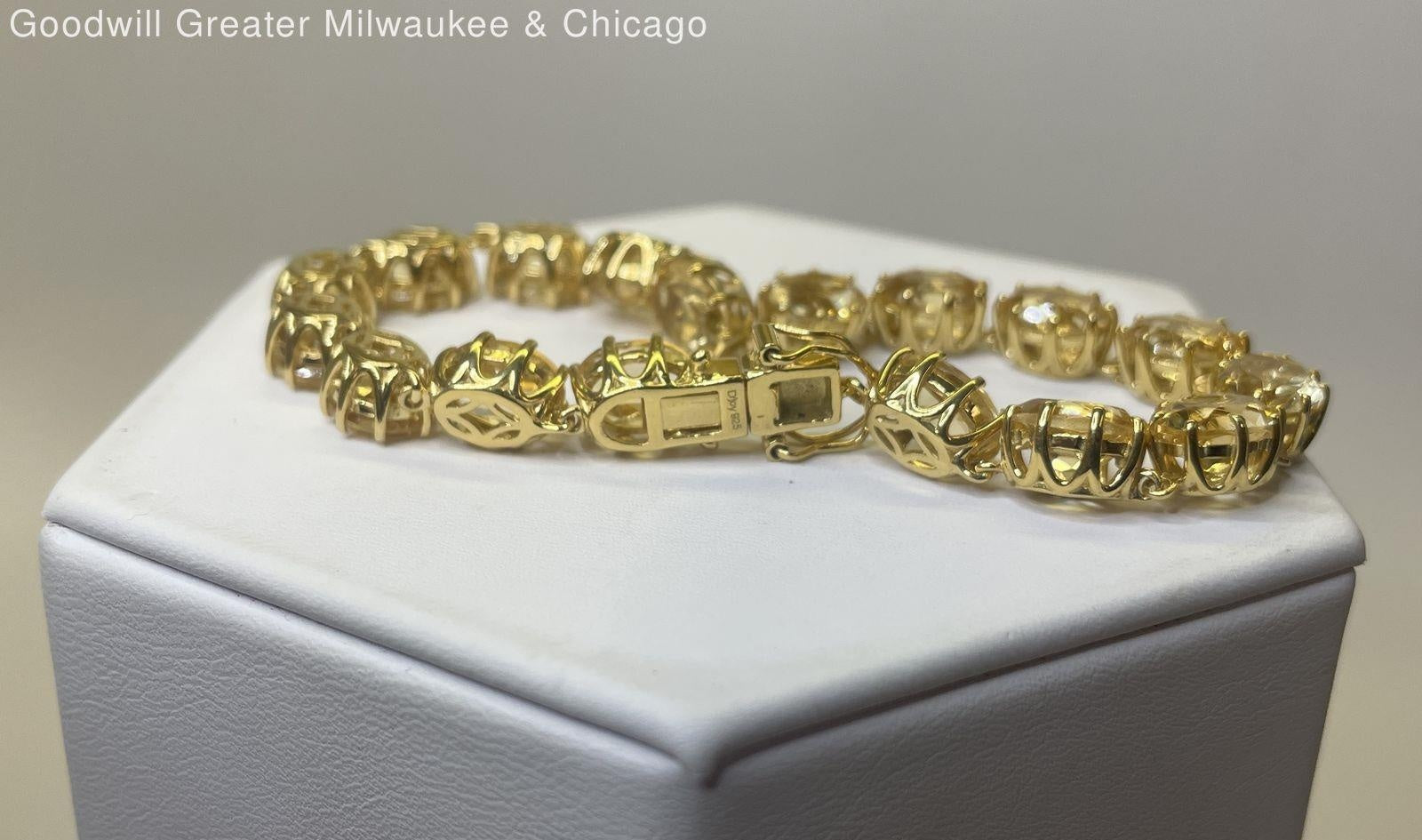 Gold Tone Citrine Tennis Bracelet