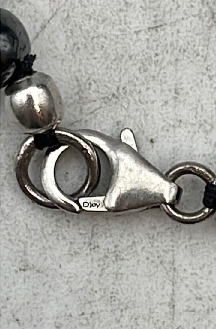 D'Joy Sterling Silver Hematite Bead Necklace 19 Inch 89.6g Statement Jewelry