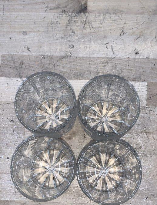 Godinger Studio Crystal Whiskey Set 5pc Decanter 4 DOF Glasses Sunburst Pattern