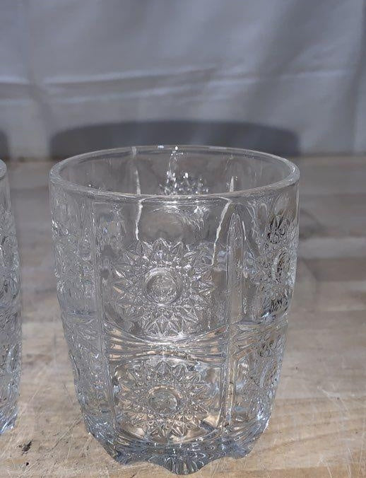 Godinger Studio Crystal Whiskey Set 5pc Decanter 4 DOF Glasses Sunburst Pattern