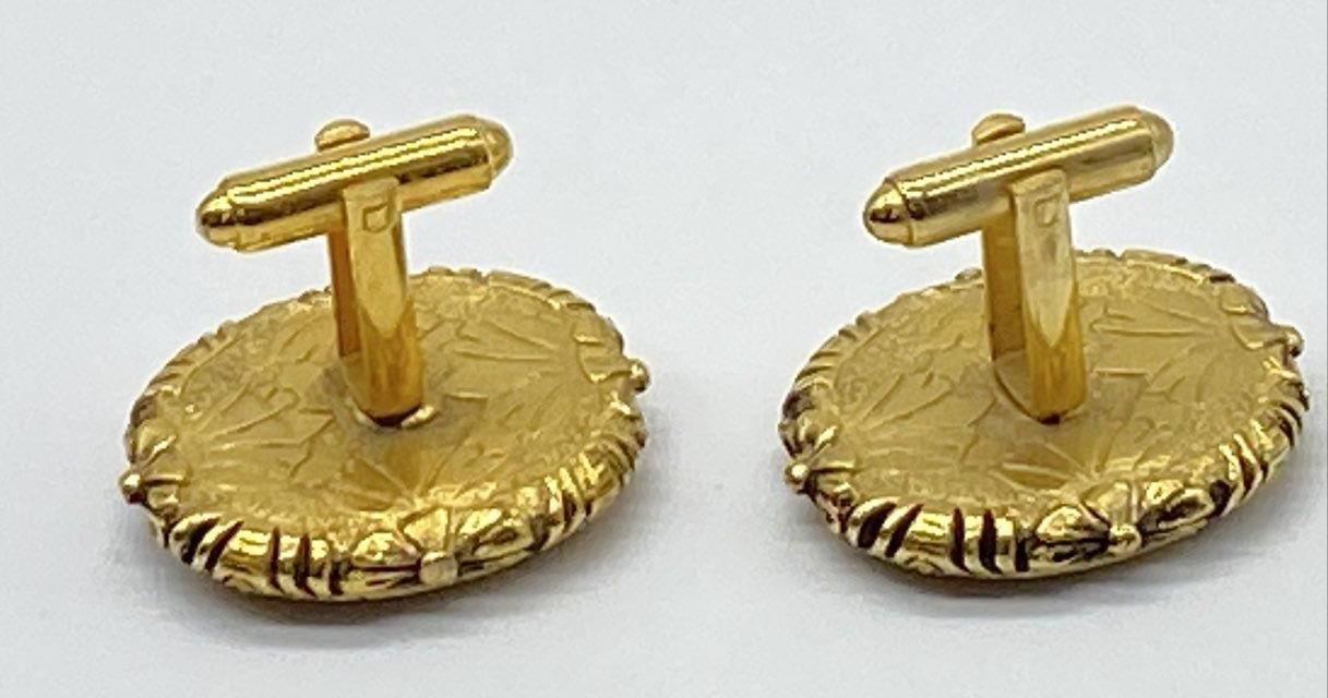 Vintage Gold Tone Pegasus Cameo Cuff Links | Blue Intaglio Mythology Revival Men's Accessories