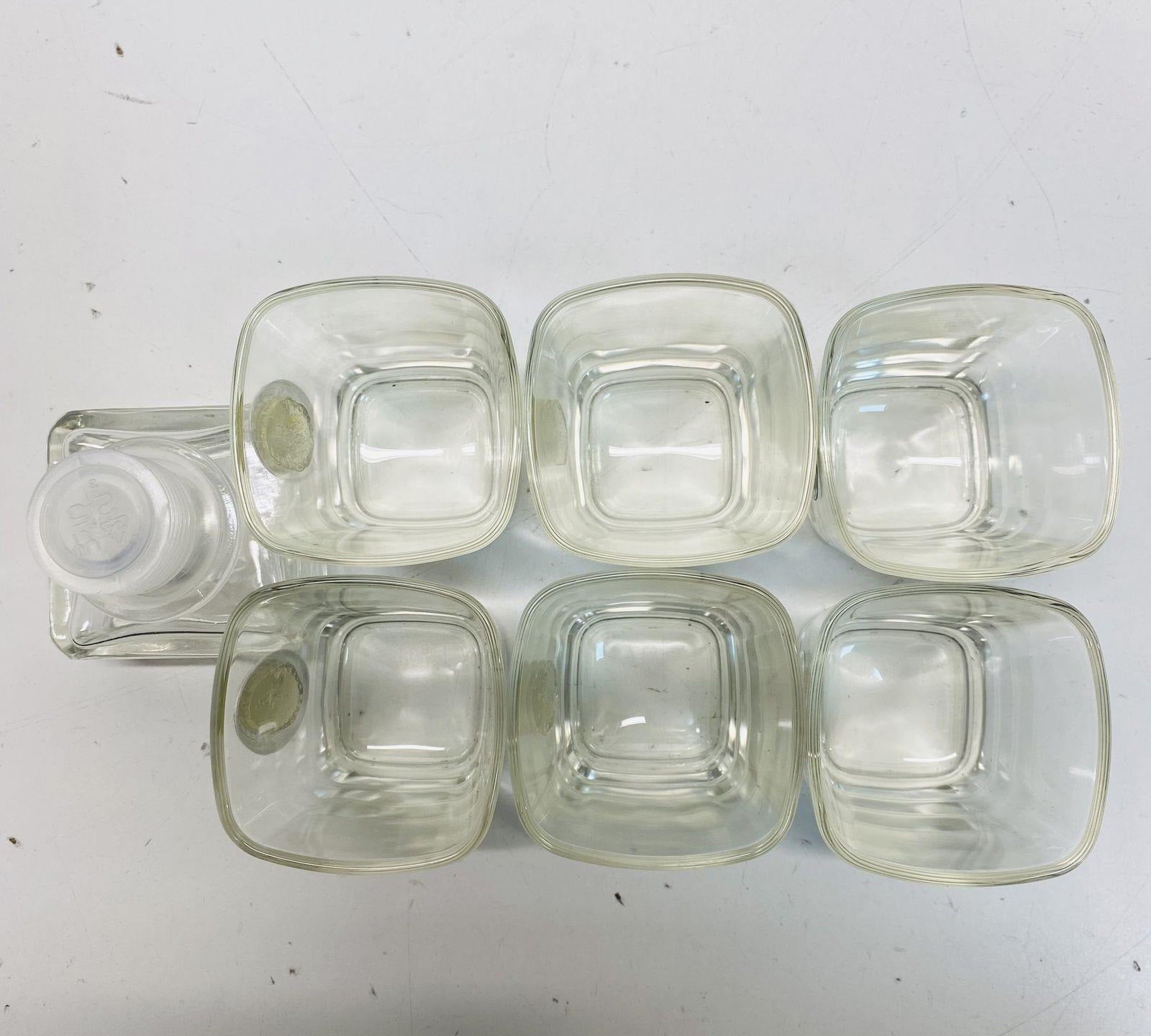 Vintage Hazorfim Buon Dia Glass Decanter and 6 Shot Glasses Gift Box Set