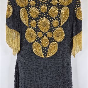 Kushi Kushi Vintage Silk Beaded Fringe Dress, Size L