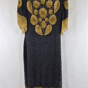 Kushi Kushi Vintage Silk Beaded Fringe Dress, Size L