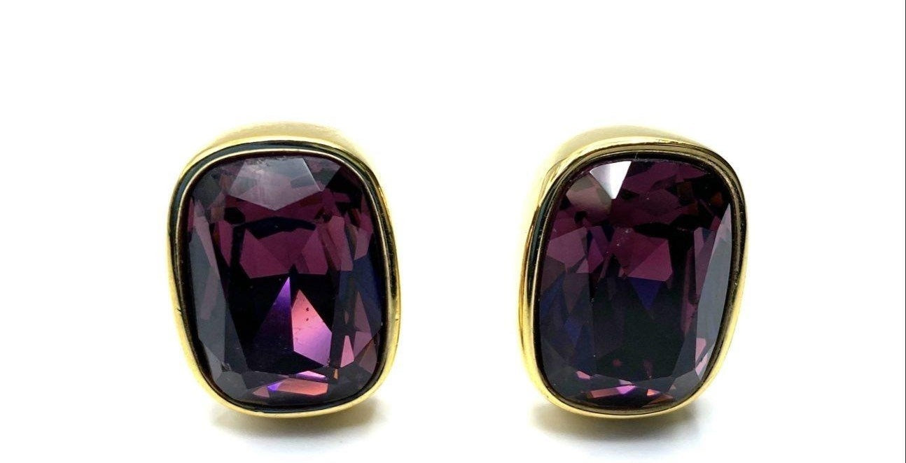 Swarovski Gold Tone Crystal Swan Clip-On Earrings, Signed 19.51g