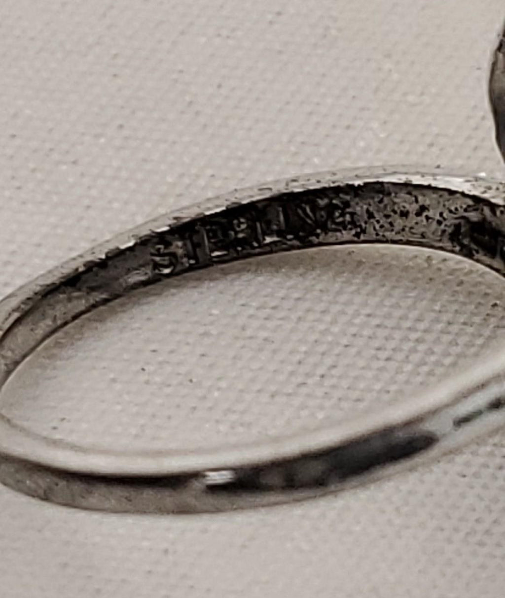 Vintage Sterling Silver Rhinestone Ring Abstract Modernist Cocktail Ring 5.9g