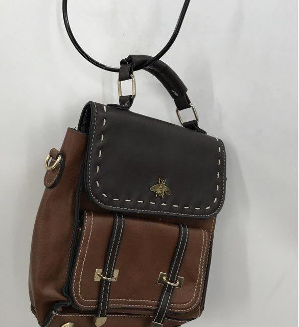 Bumblebee Brown Leather Flap Top Mini Backpack | Women’s Convertible Crossbody Bag