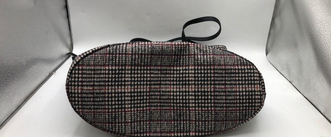 Calvin Klein Black White Red Plaid Tote Bag | Large Structured Everyday Work Carryall