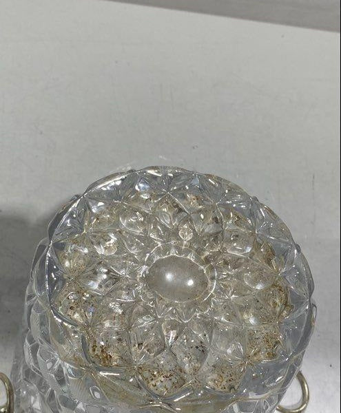(NEED TO LOCATE PATTERN) Vintage Crystal Ice Bucket with Silver Plated Rim and Handles
