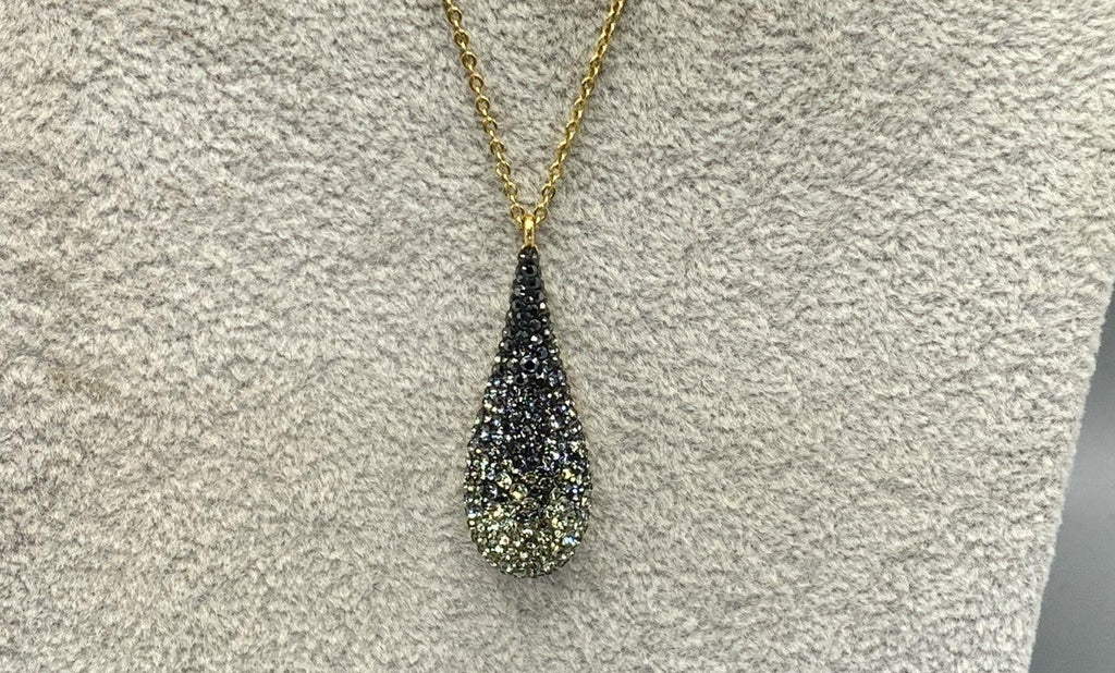 Swarovski Black White Crystal Ombre Teardrop Pendant Necklace