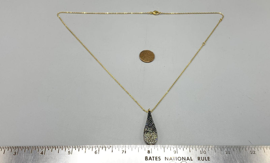 Swarovski Black White Crystal Ombre Teardrop Pendant Necklace