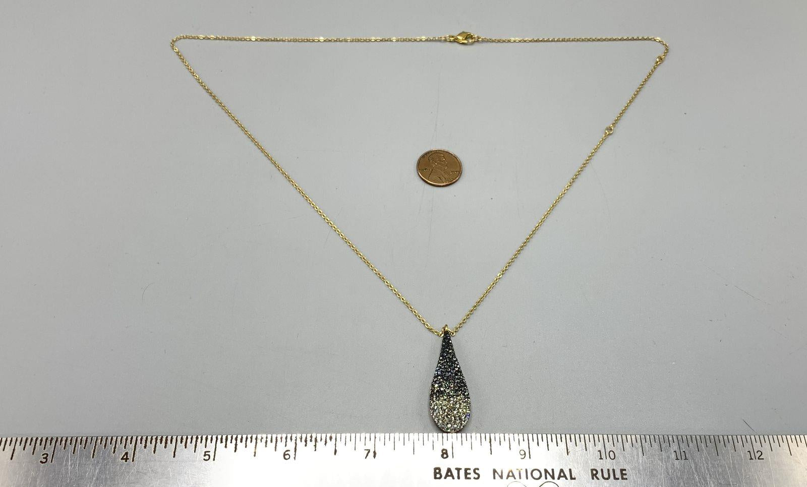 Swarovski Black White Crystal Ombre Teardrop Pendant Necklace