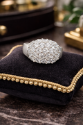 925 Sterling Silver CZ Cluster Ring Size 6 Pavé Diamond Style Statement Ring