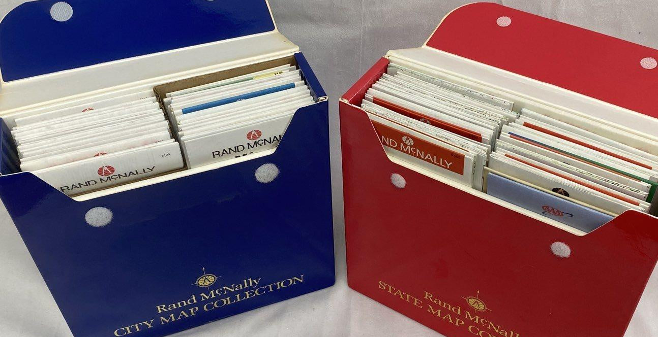 Rand McNally Map Collection Lot City and State Vintage Folded Maps 2 Boxes
