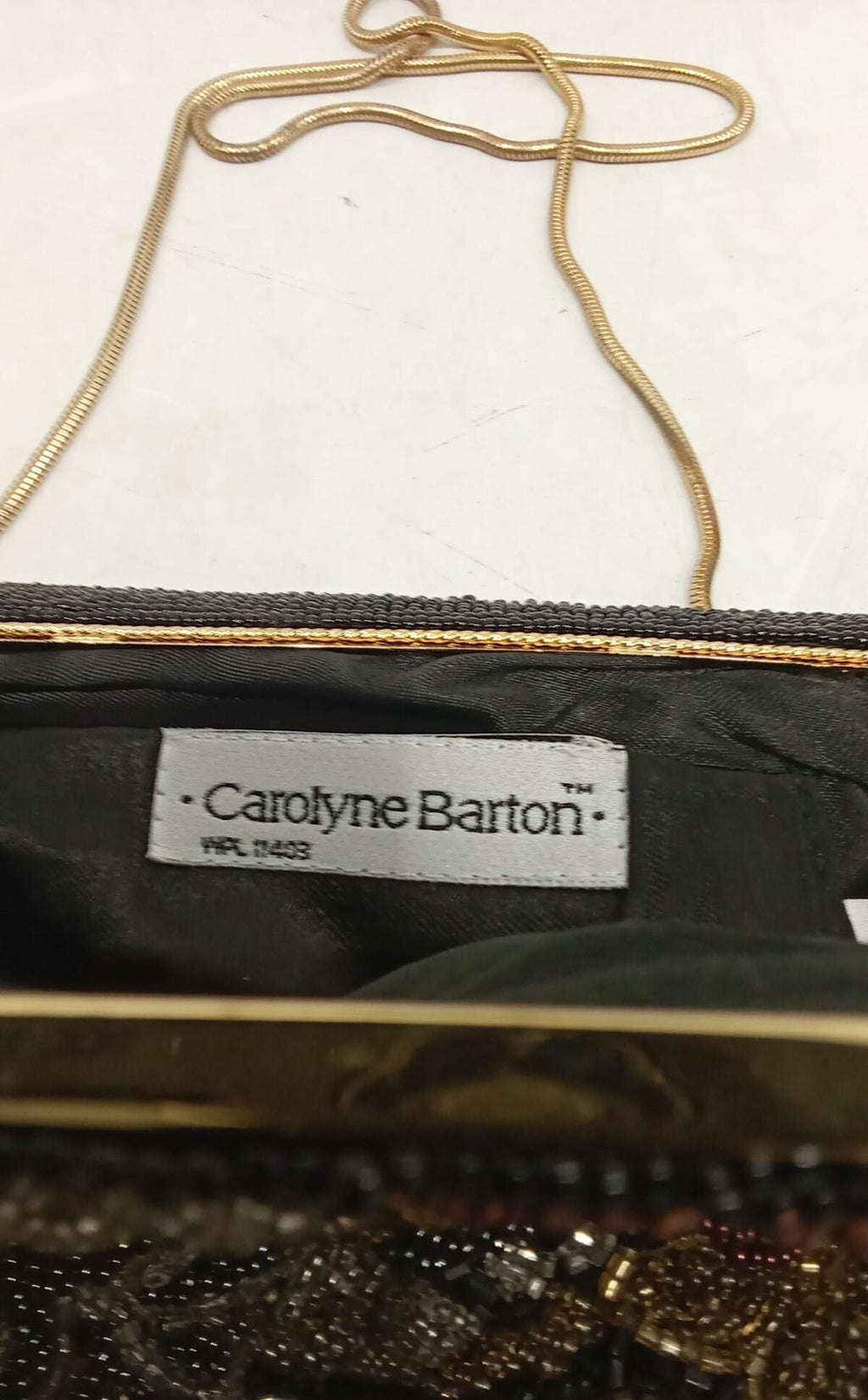 Carolyne Barton Beaded Evening Bag Floral Design 8 Inch Wide Vintage Style Clutch