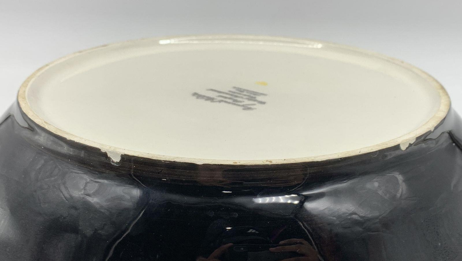 Raymond Waites Pompeii Black Fruit Motif Ceramic Serving Bowl 13.75 TLC