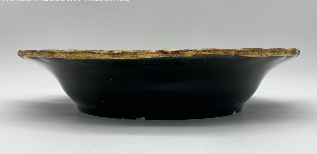 Raymond Waites Pompeii Black Fruit Motif Ceramic Serving Bowl 13.75 TLC