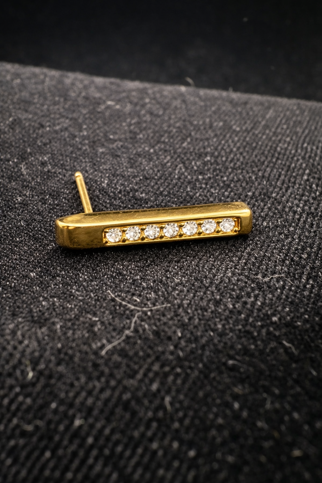 Swarovski Gold Tone Crystal Bar Stud Earrings Minimalist Designer Rhinestone Jewelry