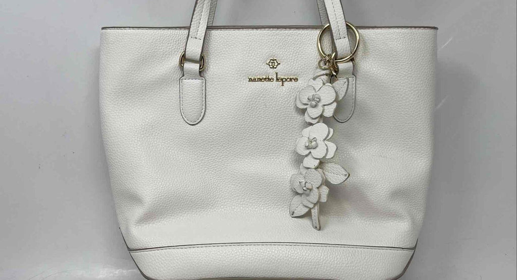 Nanette Lepore Womens White Inner Pockets Double Handle Shoulder Purse
