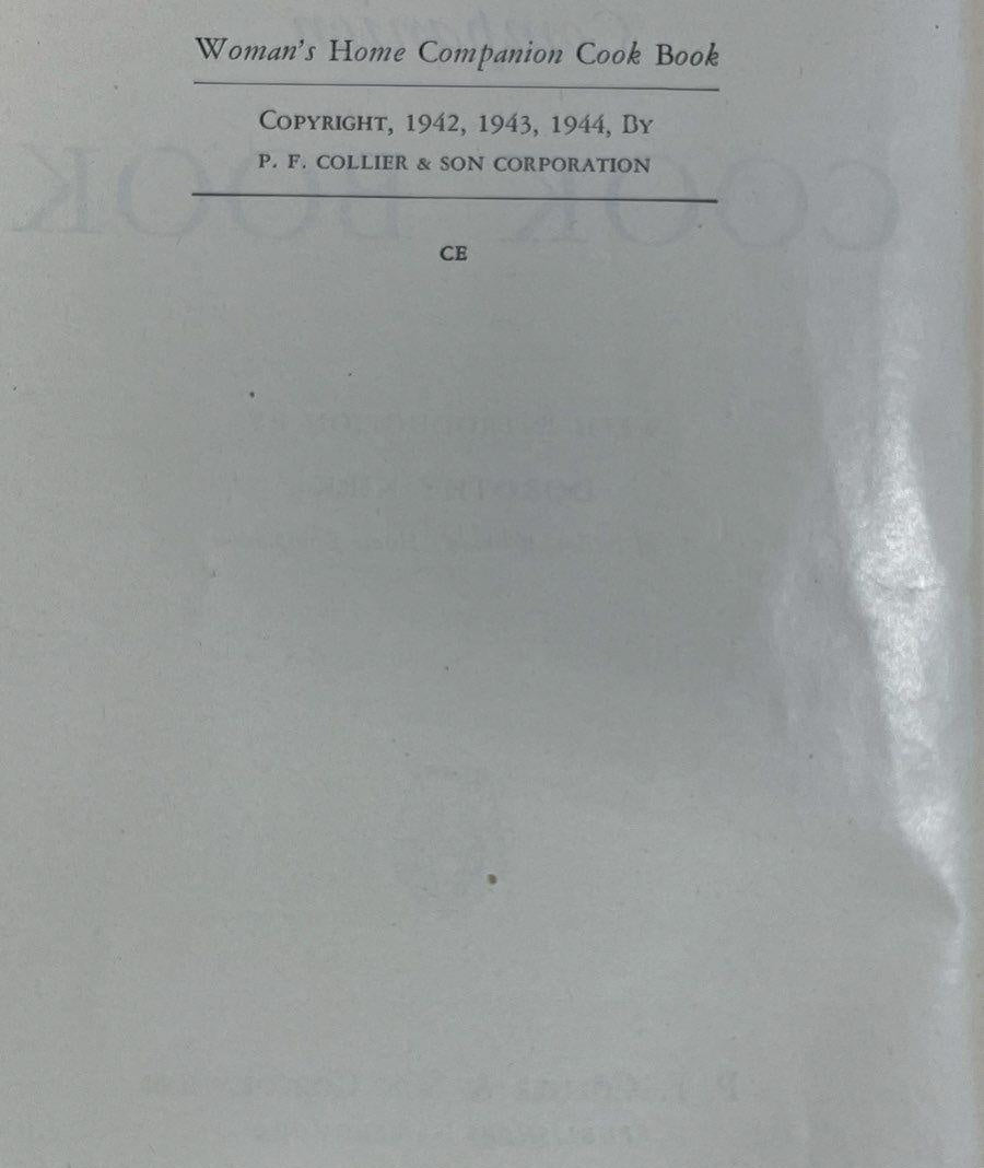 Vintage 1944 Hardcover Woman's Home Companion Cook Book
