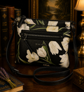 Buchman Black and White Floral Crossbody Bag with Adjustable Strap