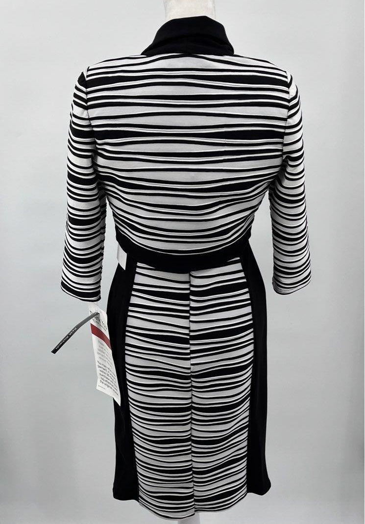 RM Richards Women's Black & White Striped Sleeveless Jacket Dress Set Size 14P