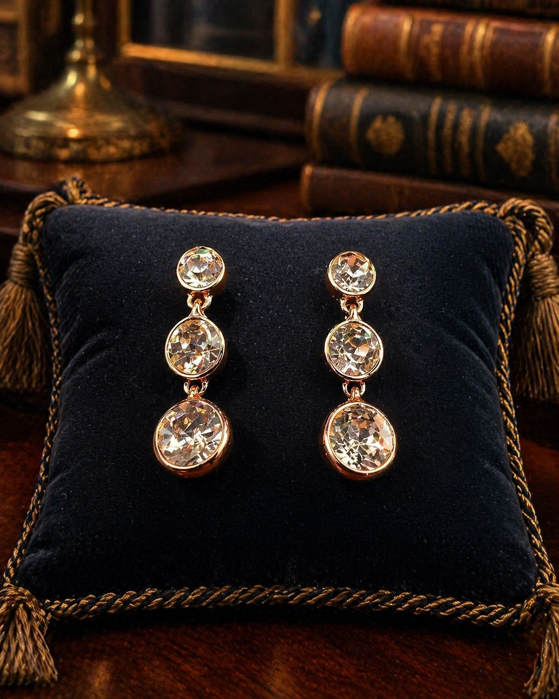 Givenchy Rose Gold Tone Crystal Linear Stud Earrings