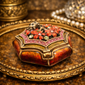 Gold Tone Ladybug Enameled Trinket Box | Rhinestone Accent UV Reactive Decorative Box