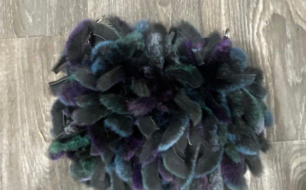 Cedric’s Blue Purple Feather Clutch | Textured Statement Evening Bag