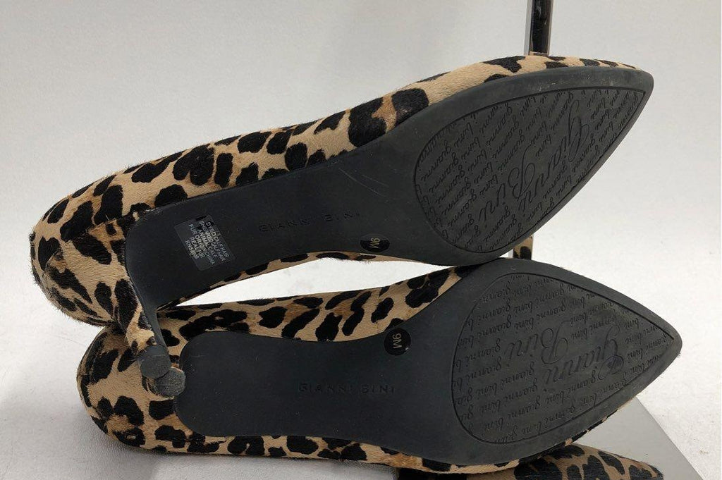 Gianni Bini Leopard Print Calf Hair Pointed Toe Kitten Heels Pumps Size 9