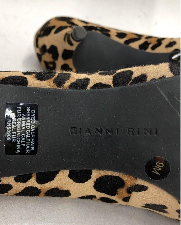 Gianni Bini Leopard Print Calf Hair Pointed Toe Kitten Heels Pumps Size 9