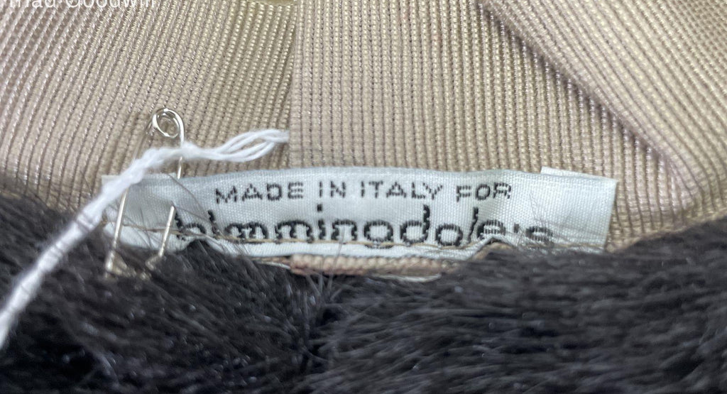 Women's Vintage Bloomingdale's Tan Hat with Faux Fur Trim, Made in Italy