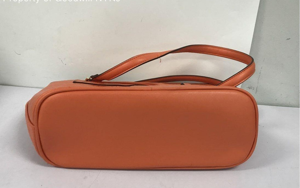 Giani Bernini Burnt Orange Embossed Logo Satchel Bag | Structured Shoulder Handbag