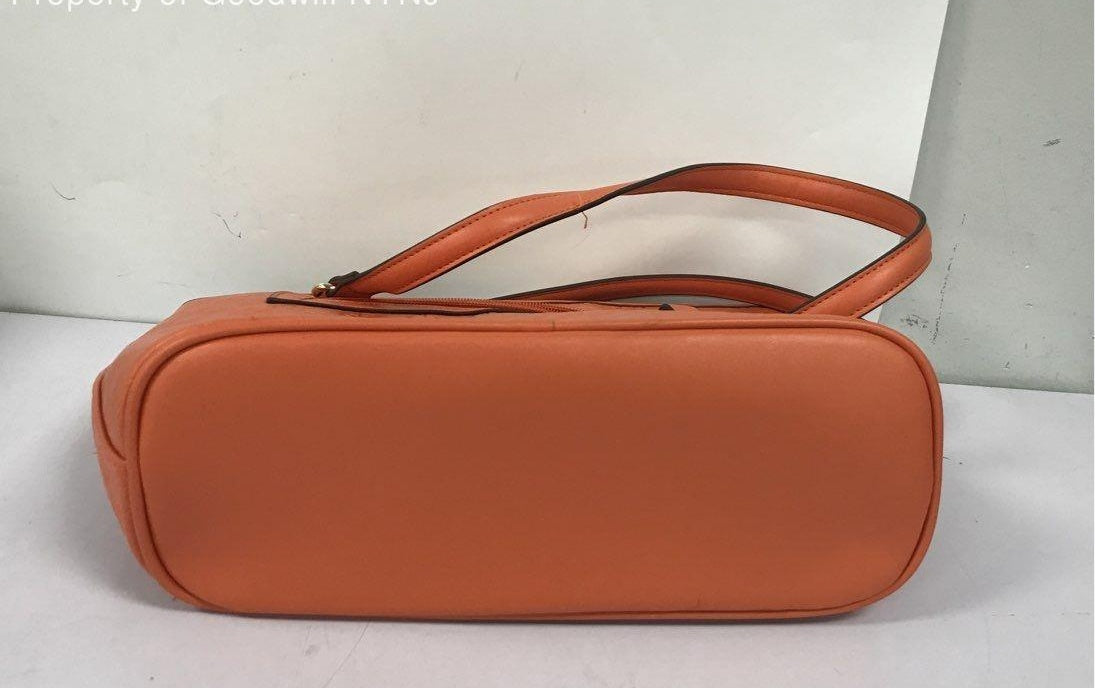 Giani Bernini Burnt Orange Embossed Logo Satchel Bag | Structured Shoulder Handbag