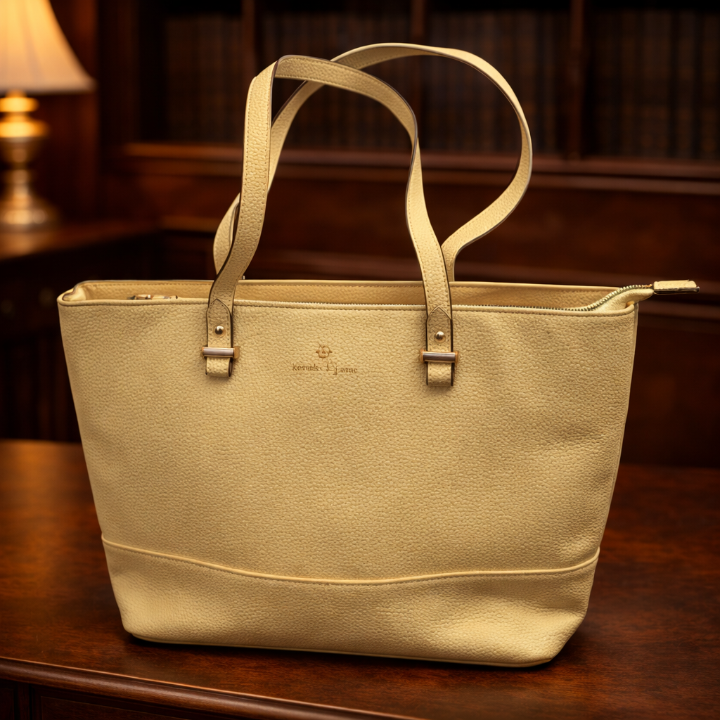Nanette Lepore Butter Yellow Pebbled Faux Leather Tote Bag Minimalist Shoulder Purse