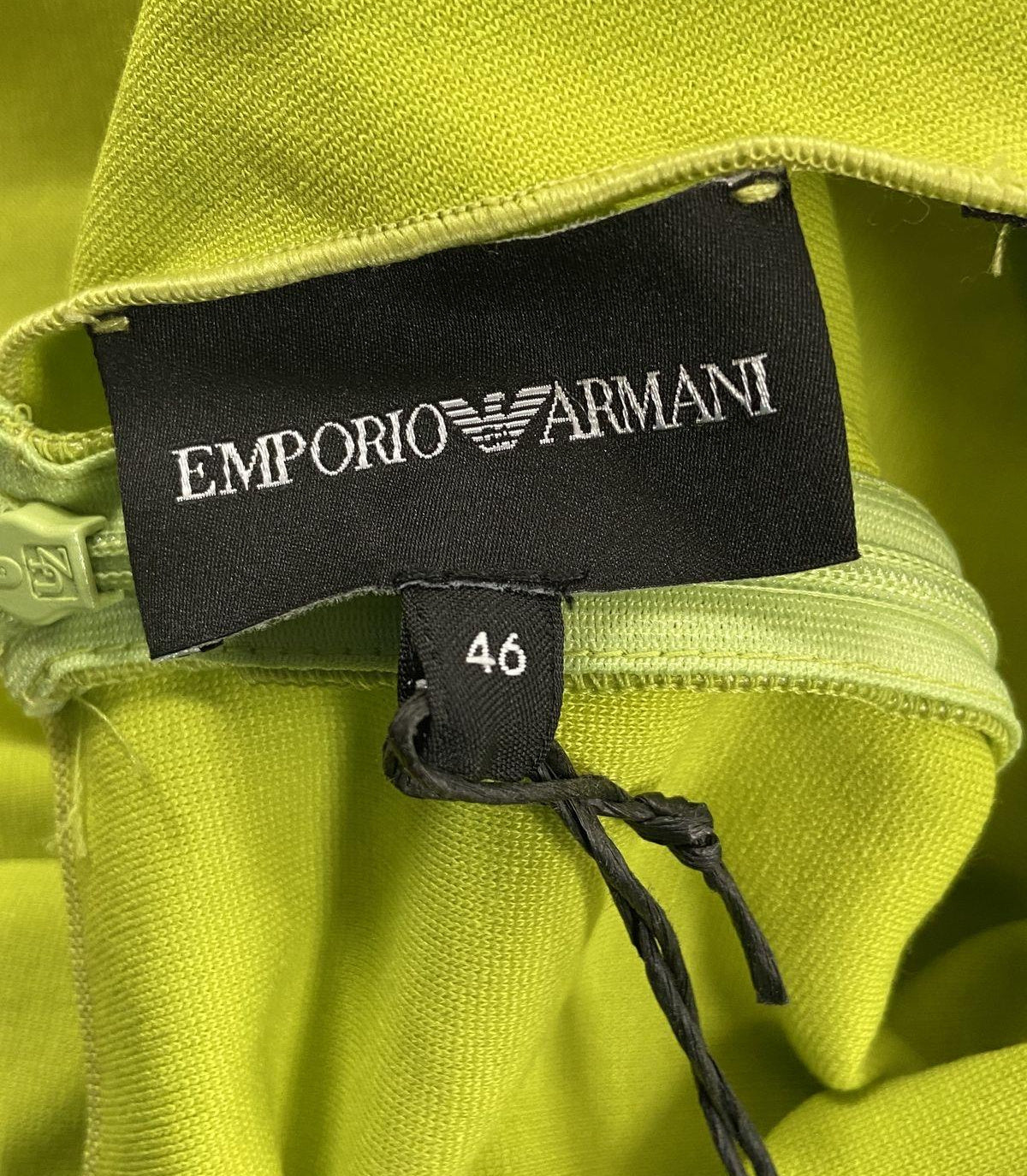 Emporio Armani Long Sleeve Chartreuse Dress with Tags Size 46 with COA