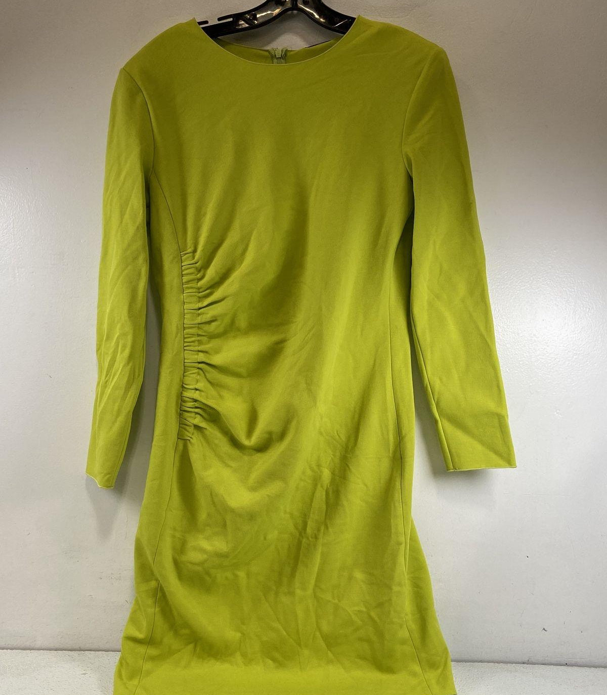 Emporio Armani Long Sleeve Chartreuse Dress with Tags Size 46 with COA
