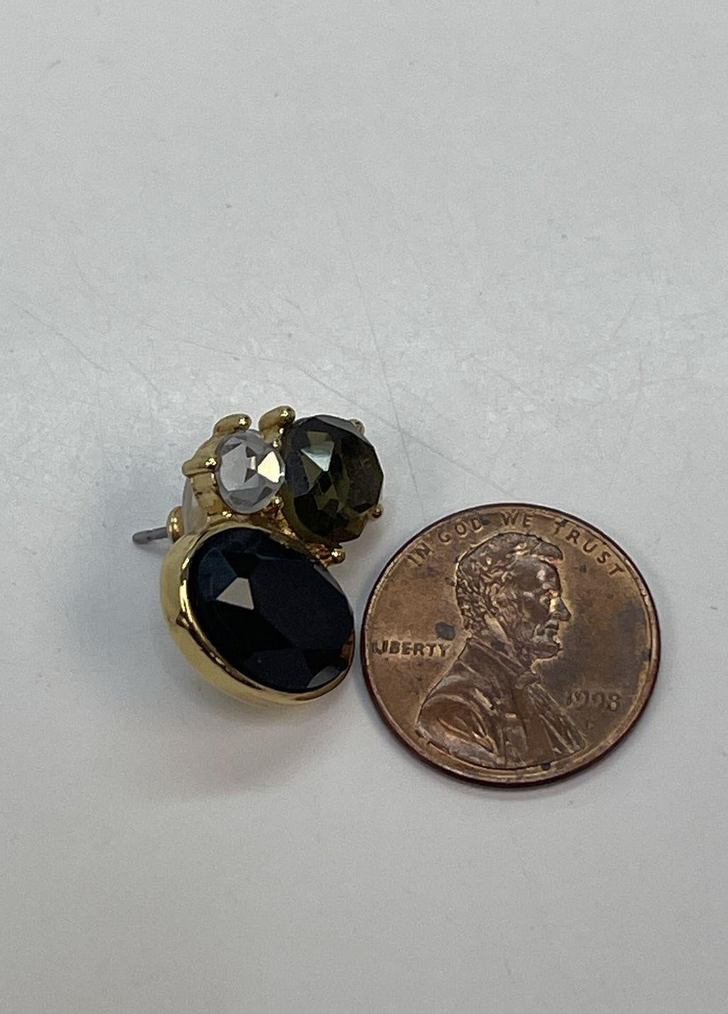 Lia Sophia Gold Tone Multi-Stone Cluster Stud Earrings 5.7g
